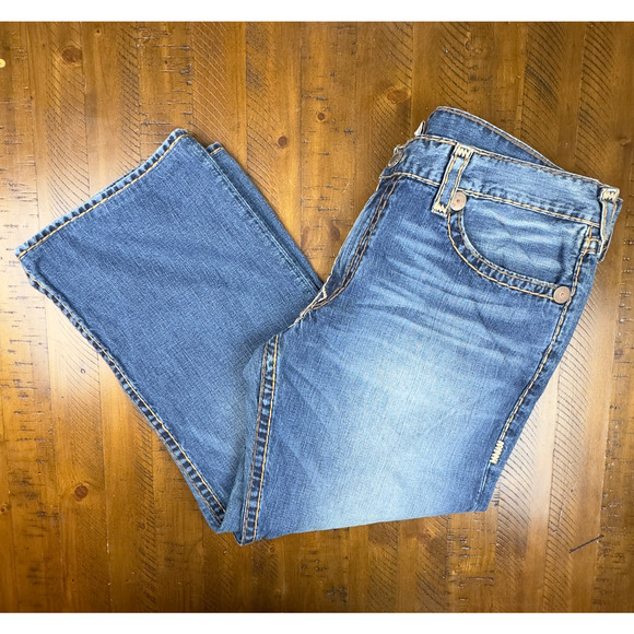 Mens True Religion Jeans Size Billy Super T Monkey Wash Loose Fit Denim Sz 44x34 - Picture 1 of 16